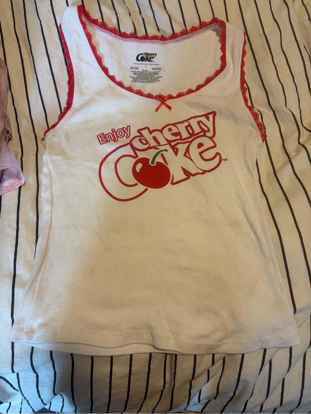 Coca Cola Cherry Logo Tank Top in White and Red